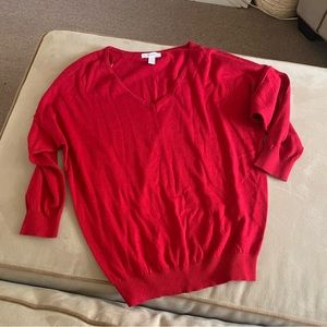 Red v-neck sweater